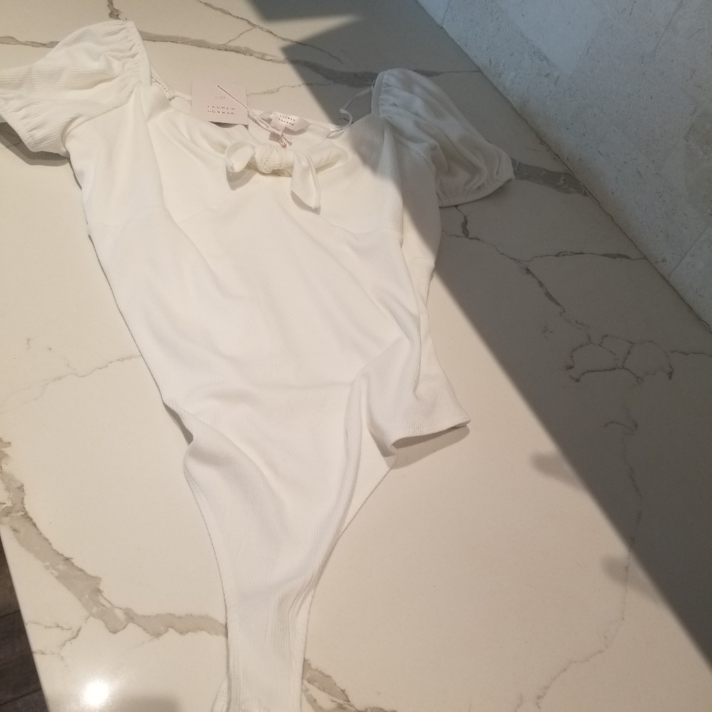 White one piece Lauren Conrad bodysuit